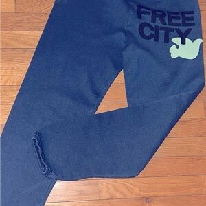 FREECITY Sz S THICK blue green SWEATPANTS